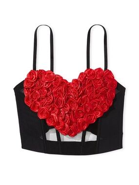 Victoria’s Secret Archives Handmade Satin Rosette Appliqués Bustier Corset Top